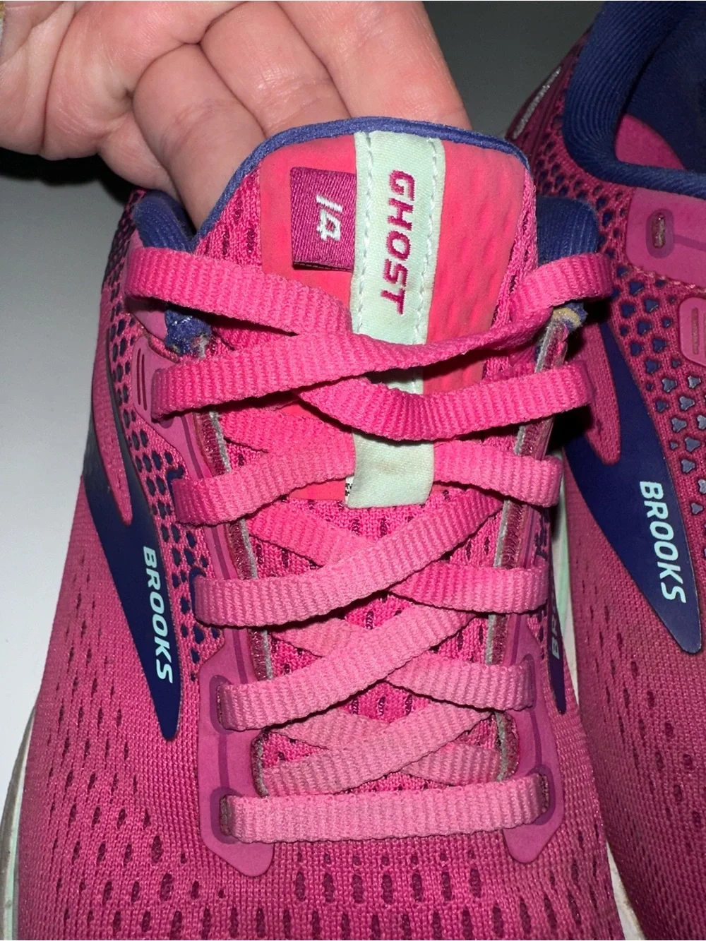 Brooks‎ Ghost 14 Women's Pink Navy Mesh Running Shoes Low Top 120356-1B-612